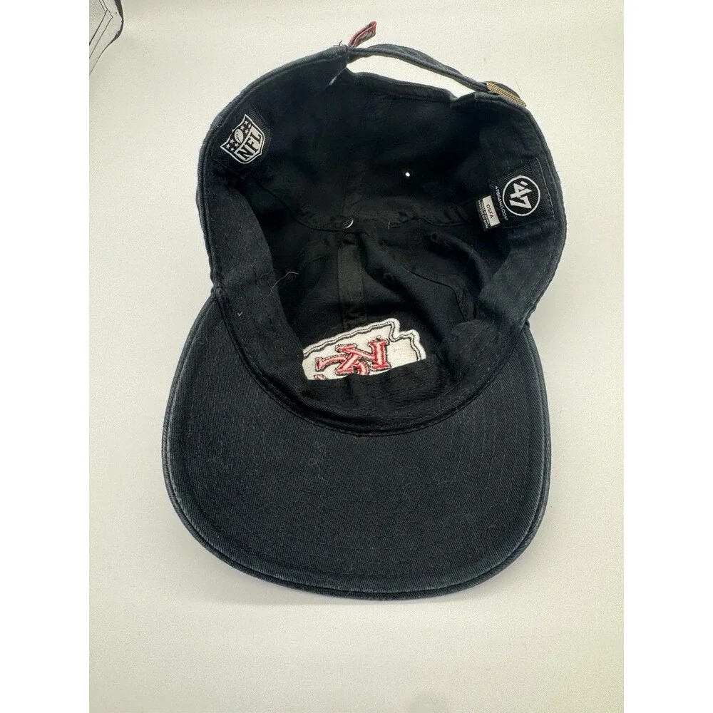 Kansas City Chiefs Hat 47 Brand Black Clean UP Cotton Dad One Size Adjustable